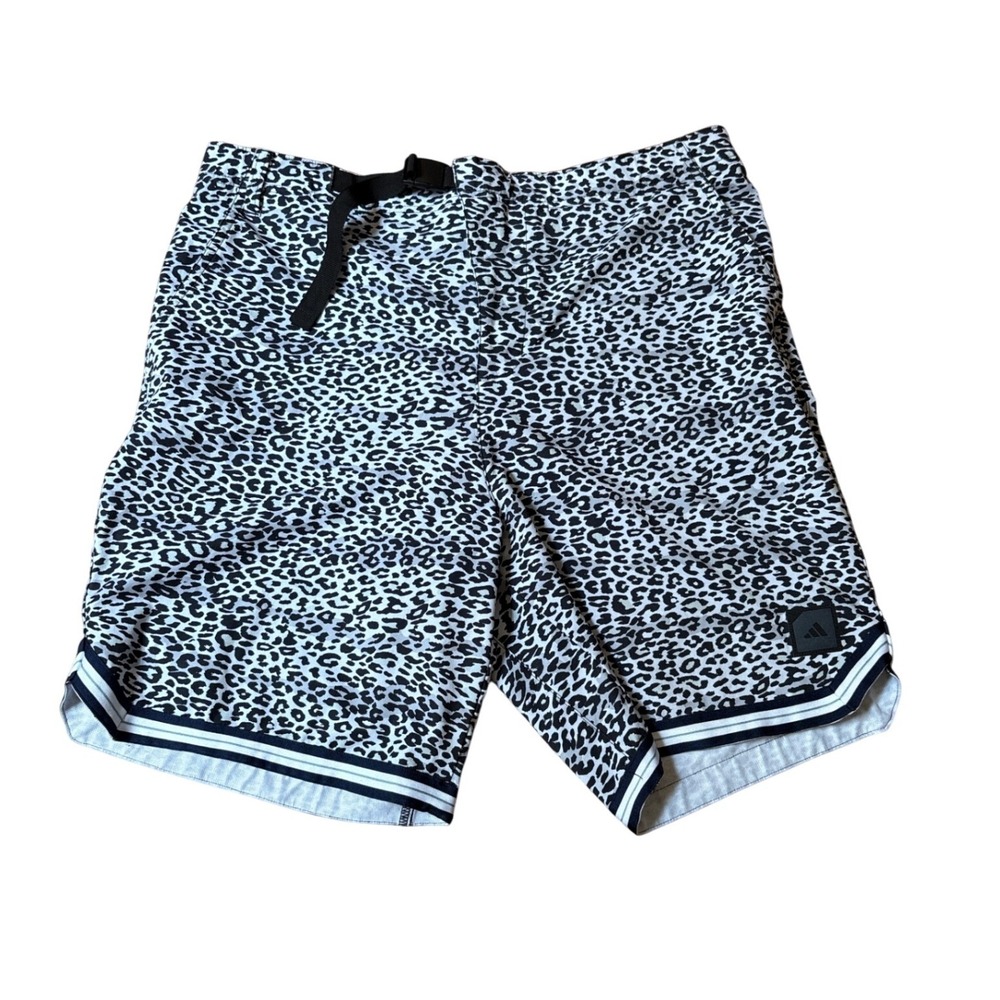 Adidas Adicross Shorts Mens White Black Leopard Print Belted Golf SIZE L